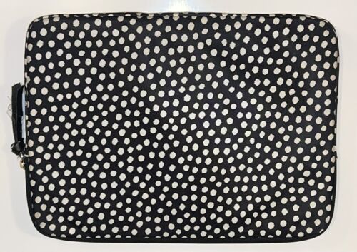 Kate Spade New York Padded Laptop Sleeve Black & White Polka Dot 14" x 10" - Picture 2 of 5