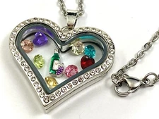 Wine Lover Gift Glass Locket Necklace Floating Charms Pendant Bottle Crystals
