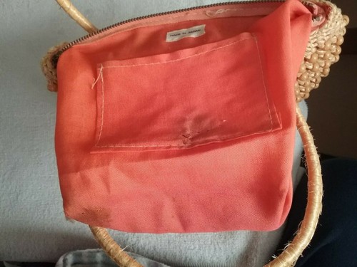 Vintage 60s MOD Handbag Straw Beaded Summer Purse Top Handle - Picture 5 of 12