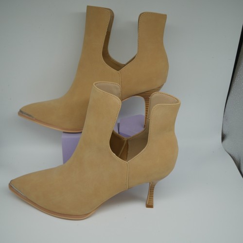 GSW Women’s Western Suede Boots Size 11 Brown Beige Cut-Out Heeled Classic Style - Foto 19 di 23