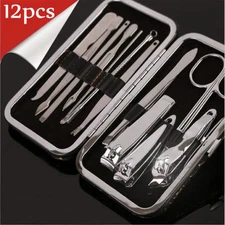 Nail Care 12Pcs Personal Manicure & Pedicure  Set Travel Grooming Kit Men/Women