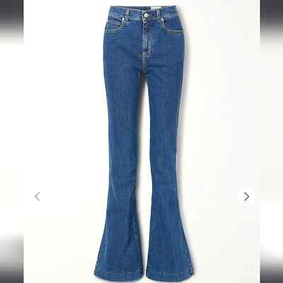NWT$900 Alexander McQueen Dark Blue High Rise Flare Jeans Sz
