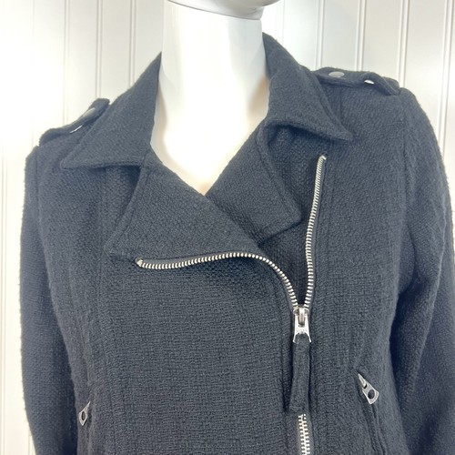 Lucky Brand Women's M Black Tweed Textured Zipper Cropped Moto Jacket - Picture 4 of 23