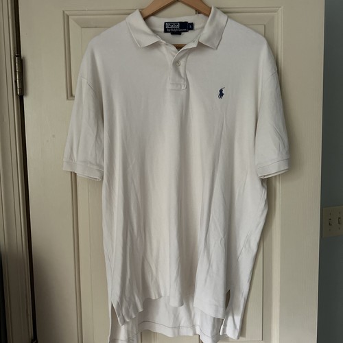Polo Ralph Lauren Shirt Casual Knit Cotton Ivory Cream Short Sleeve Mens Large