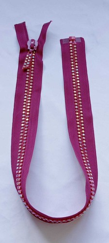 DIAMANTE ZIP, IRIDESCENT RHINESTONE CHUNK ZIP, CRYSTAL OPEN ENDED 24inch (61cm) - Picture 2 of 21