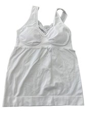 Rhonda Shear Seamless Tank with Lace Inset and Removable Pads Size Small White