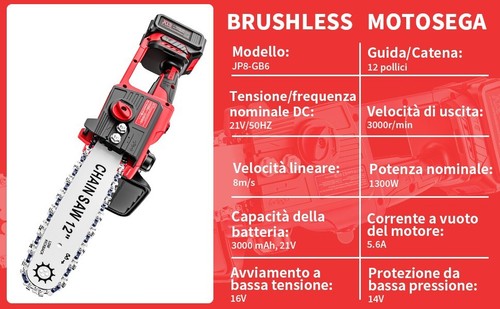 MotoSega 88V a Catena 12’’ Pollici 2x Batterie Serbatoio a Olio - Foto 2 di 14