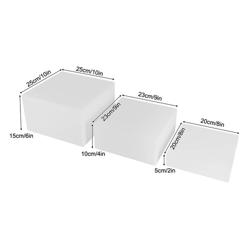 Acrylic Cube Dessert Table Display Nesting Riser with Hollow Bottoms 8"+9"+10" - Picture 2 of 24