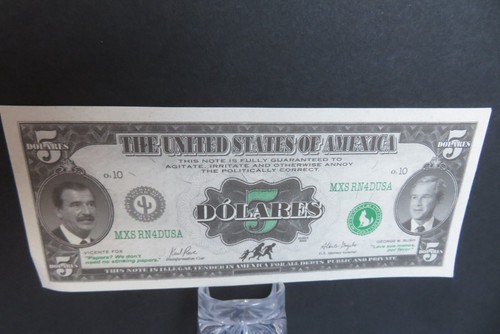2005 VINTAGE GEORGE W.BUSH $5 Dolares Bill United States of Amexica Slick Satire - Bild 4 von 12