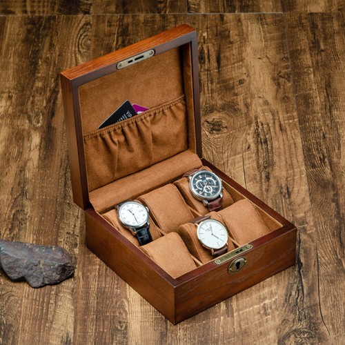 Scatola per orologio da uomo in legno scatola per orologio da tasca in legno carica orologio - Foto 6 di 11