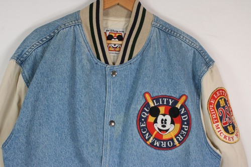 Mickey Mouse Varsity Jacke Unisex Large Triple Letterman Denim Bomber Vintage - Bild 2 von 18