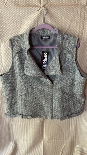 Randolf Duke Spirited NWT Vintage Moto Vest Gray Tweed Size 2X Zip Up w/Pockets - Picture 2 of 7