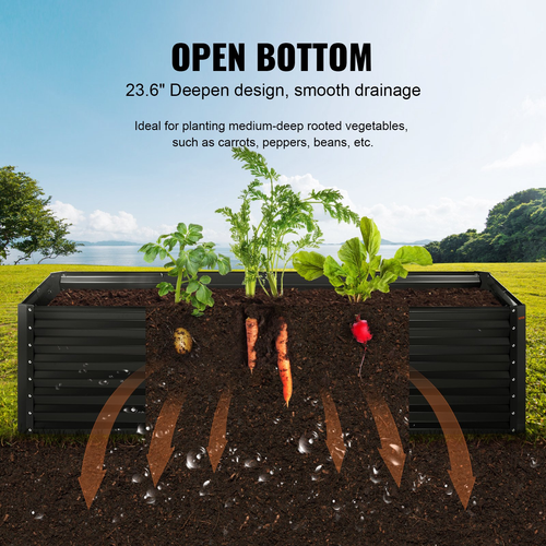 Galvanized Raised Garden Bed Planter Box 94.5x47.2x23.6" Flower Vegetable - Picture 6 of 21
