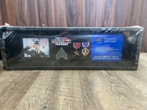 NEU Studio Dekor Denkmal Flagge Medaille Ehren Etui Schatten Box Bilderrahmen 26,5" L