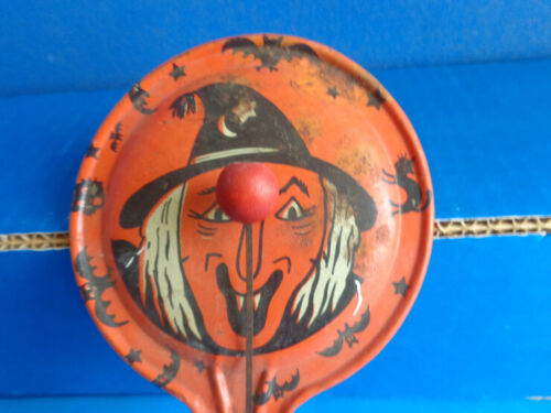 DE COLECCIÓN HALLOWEEN HOJALATA LITOGRAFÍA HALLOWEEN RUIDOSO- KIRCHHOF-BRUJA-DOBLE CLAPPER - Imagen 2 de 5