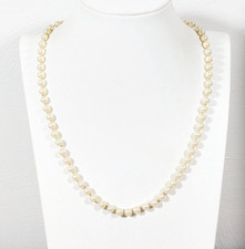 Vintage Ivory Color Faux Pearl 6mm Bead Knotted Necklace 20 in