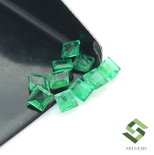 2.50 mm To 2.75 mm Natural Emerald Square Cut Lot 10 Pcs 0.98 CTS Loose Gemstone - Picture 4 of 8
