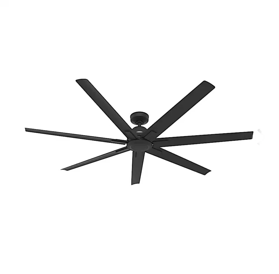 Hunter 60" Matte Black 7 Blade Damp Rated Wall Control Ceiling Fan