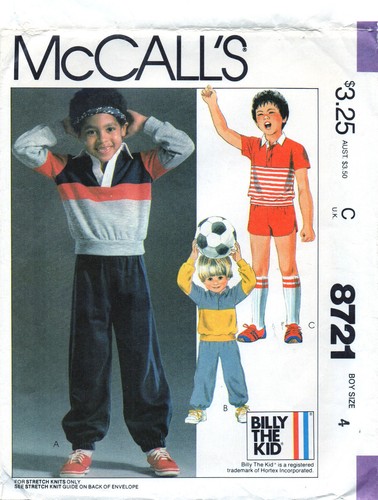 McCalls 8721 Boys Knit Polo Shirts Top Tennis Pants Soccer Shorts Pattern Sz 4 - Picture 5 of 6