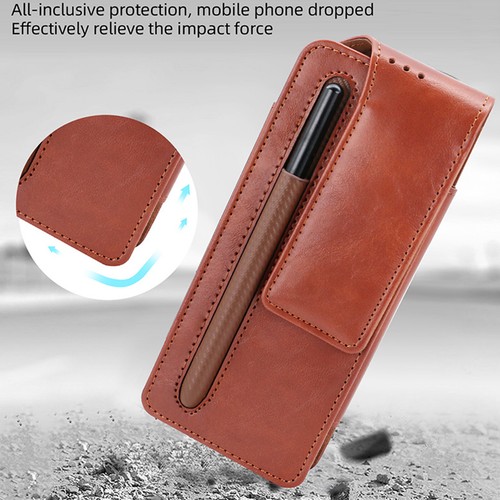 For Samsung Galaxy Z Fold7/6/5/4/3 PU Leather Belt Clip Pouch Case with Pen Slot - Picture 5 of 16