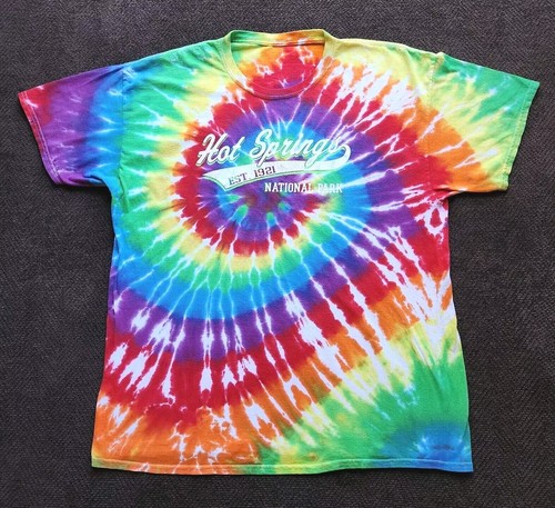 Hot Springs National Park T Shirt Size Large Colorful Tie Dye Short Sleeve  - Picture 1 of 11
