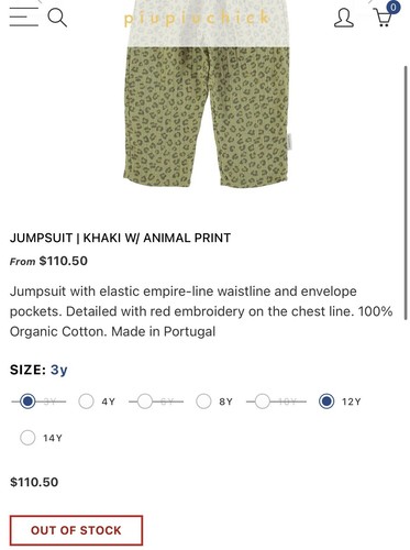 Girls Piupiuchick Cheetah Print Jumpsuit Size 10 Organic Cotton New - Picture 3 of 13