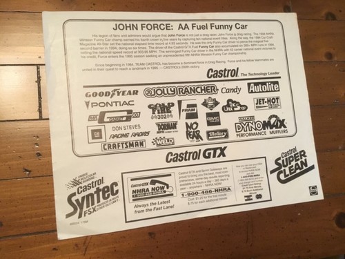 1994 John Force signed Castrol Chevy Lumina Funny Car NHRA postcard - Picture 3 of 3