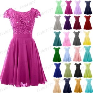 New Short Chiffon Bridesmaid Formal Gown Ball Party Evening Prom Dress Size 6-26