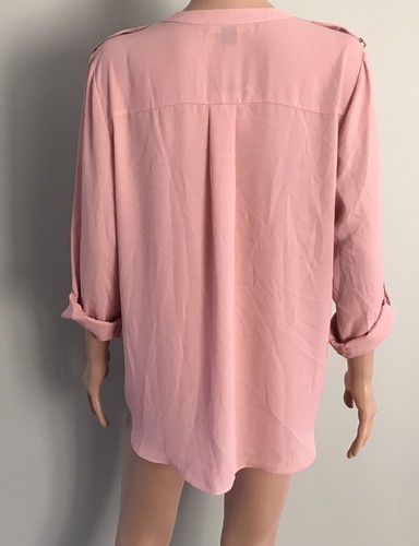 Simply Styled Utility Damenbluse – rosa/lachsfarben Rollriegelärmel Größe Large - Bild 4 von 9