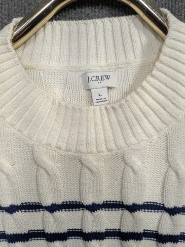 Suéter tejido con cable J Crew para mujer grande náutico bretón a rayas preparación Academia - Imagen 3 de 11