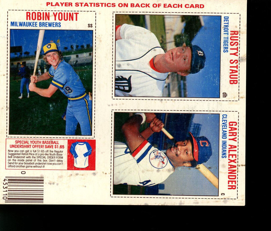1979 HOSTESS L PANEL ROBIN YOUNT, RUSTY STAUB, GARY ALEXANDER