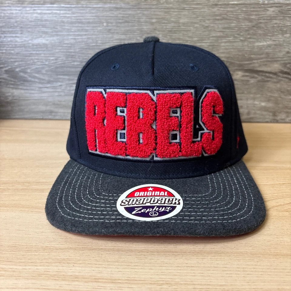 Ole Miss Rebels Hat Cap Snap Back Blue Gray NCAA Zephyr Adjustable - Image 2 of 4