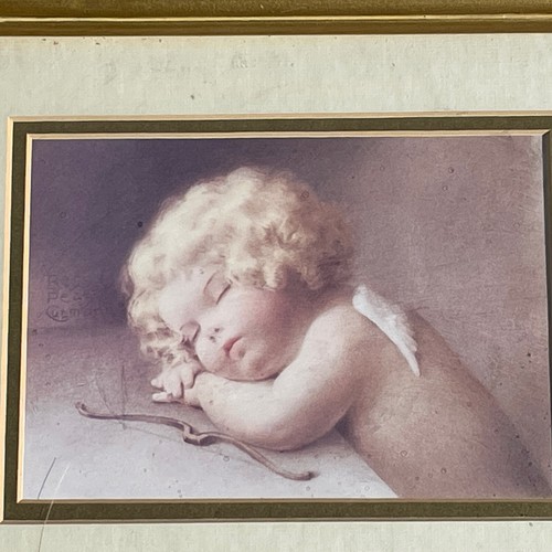 Vintage Bessie Pease Gutmann Cupid Caught Napping Bow Arrow Framed Art❤️sj11h7s - Picture 4 of 7