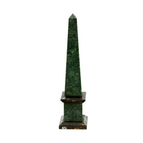 Klassischer Obelisk Marmor Alpengrün und Braun Fossil Tischskulptur H 30CM - Bild 2 von 2