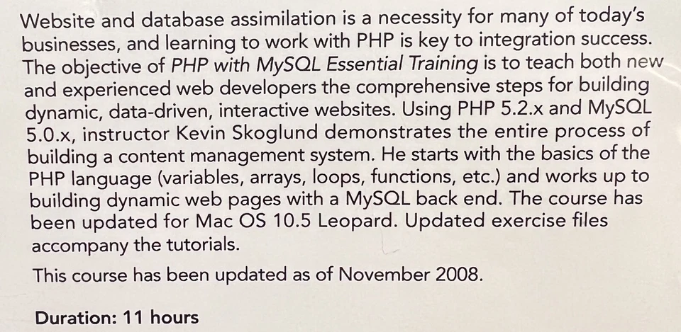 PHP with MySQL Essential Training [Mac/Win CD-ROM, 9781596713642] Kevin Skoglund - Image 3 of 4