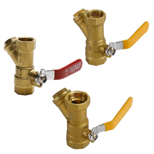 1/2" 3/4" 1" Zoll Bsp DN15 Standard Messing Rohr Kugelventil Inline Y Siebfilter - Bild 3 von 24