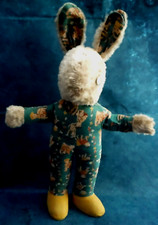 Vintage standing cloth body furry face stuffed bunny