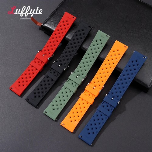 New Tropical Rubber Strap Quick Release Watch Band 18/20/22mm Soft Silicone - Picture 2 of 30