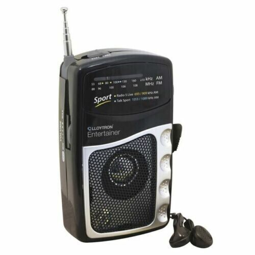Pocket Radio Small Portable AM FM Sport Transistor with Earphones Black Lloytron - Picture 1 of 10