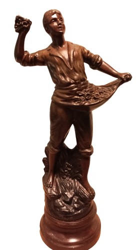 Antique French Bronzed Spelter Figural Statue Signed L. Guillemin - Picture 2 of 10