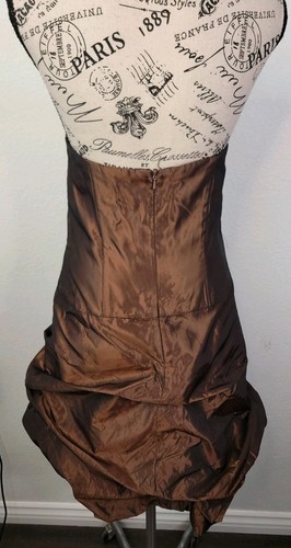 Mini Vestido Jessica McClintock Burbuja Talla 11/12 Satinado Sin Mangas Cuento de Hadas Marrón - Imagen 7 de 12