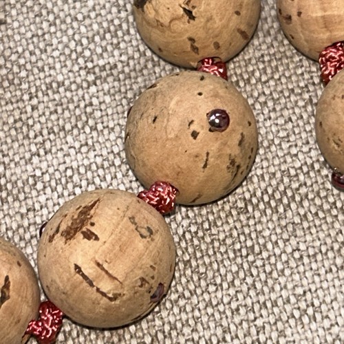 RARE - 1950's - SWIM WEAR - Natural Cork Ball NECKLACE BRACELET SET (RED) - Picture 2 of 3