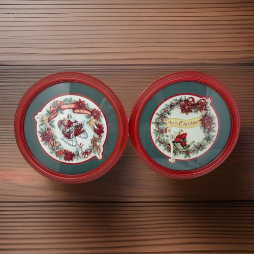 2 gerahmte 12" runde Frohe Weihnachten von Kay Lamb Shannon Vintage 1994 Urlaub Wandkunst - Bild 16 von 17