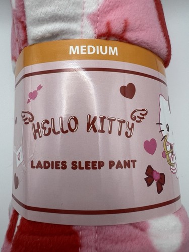 Sanrio Hello Kitty Sleep Pant Womens Medium Hearts And Kitty PJ’s Fleece NEW - Picture 5 of 5