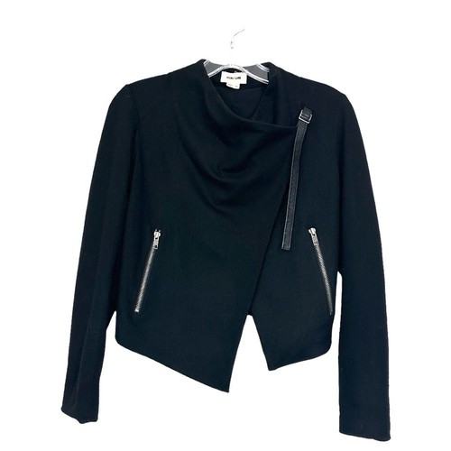 Helmut Lang Sonar Wool Cropped Moto Jacket Black Size P - Picture 1 of 11