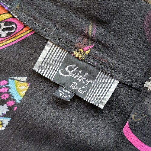 Slinky Brand Printed Kimono Cardigan Cover-up Plus 1X Black USA Black Purse Shoe - Picture 2 of 4