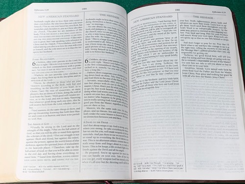 NASB The Message Parallel Bible Zonervan 2004 Bonded Leather Burgundy - Imagen 7 de 12