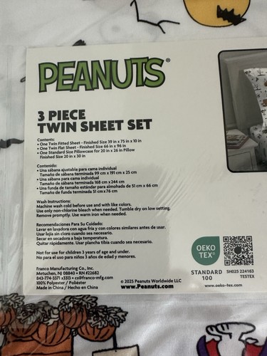 HALLOWEEN PEANUTS 2025 SNOOPY VAMPIRE WOODSTOCK TWIN SHEETS PUMPKIN WITCH NEW - Picture 7 of 9