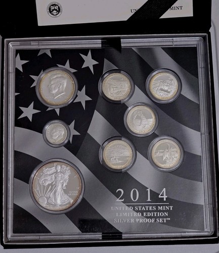 2014 LIMITED EDITION Silver Proof Set in Original Box w/COA, Beginning To Tone - Picture 4 of 14