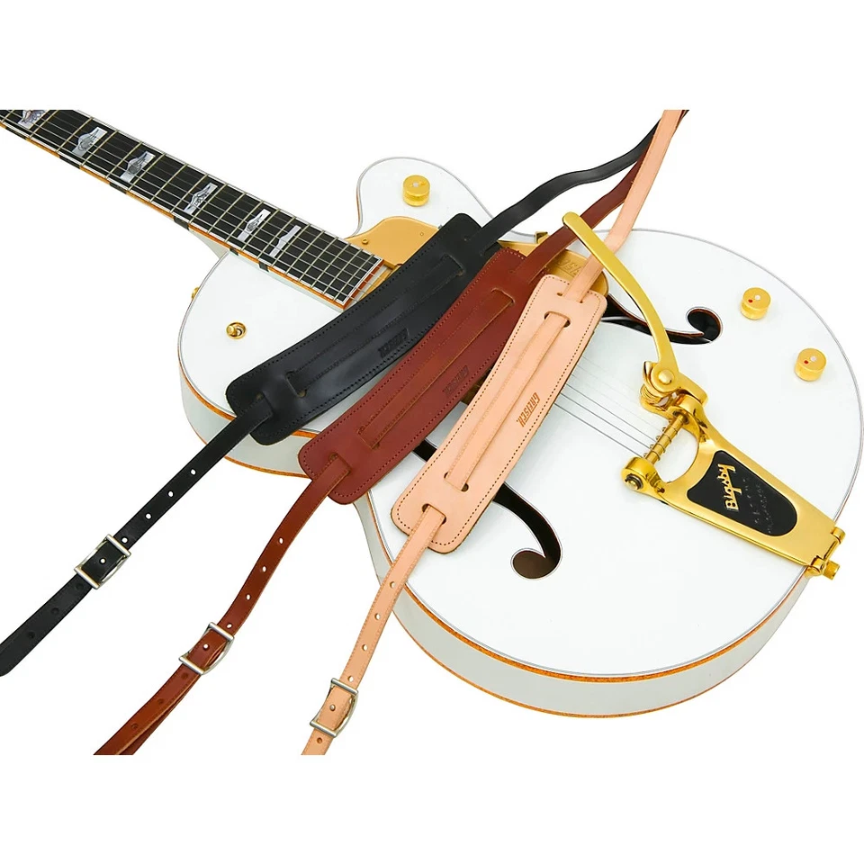 Guitarras Gretsch Cuero Deluxe Correa de Guitarra Espagueti Negra Foto 4 de 4